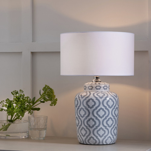 Pacific Lifestyle Celia Grey And White Pattern Ceramic Table Lamp Base