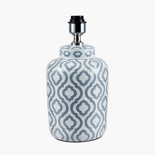 pacific lifestyle Celia Grey and White Pattern Ceramic Table Lamp Base