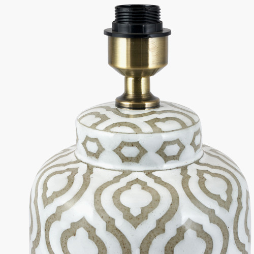 Pacific Lifestyle Celia Taupe And White Pattern Ceramic Table Lamp Base