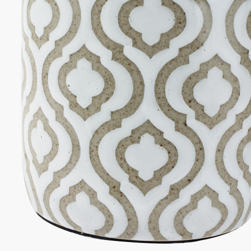 Pacific Lifestyle Celia Taupe And White Pattern Ceramic Table Lamp Base