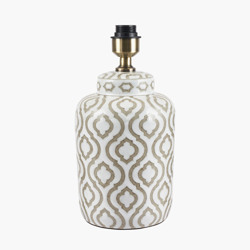 pacific lifestyle Celia Taupe and White Pattern Ceramic Table Lamp Base