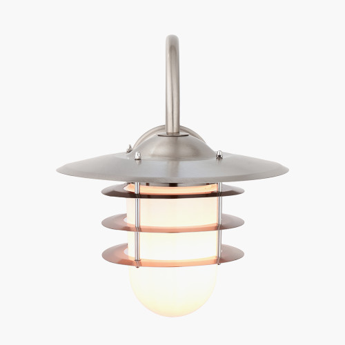 Pacific Lifestyle Centauri Brushed Steel Metal And Opaque Glass Wall Light