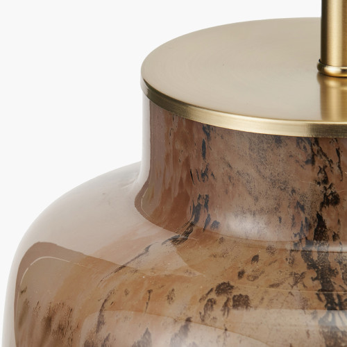 Pacific Lifestyle Cerdanya Brown And Beige Glass Table Lamp Base With Scallop 35cm Taupe Ombre Soft Pleated Tapered Lampshade