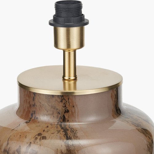 Pacific Lifestyle Cerdanya Brown And Beige Glass Table Lamp Base With Henry 35cm Taupe Handloom Cylinder Lampshade