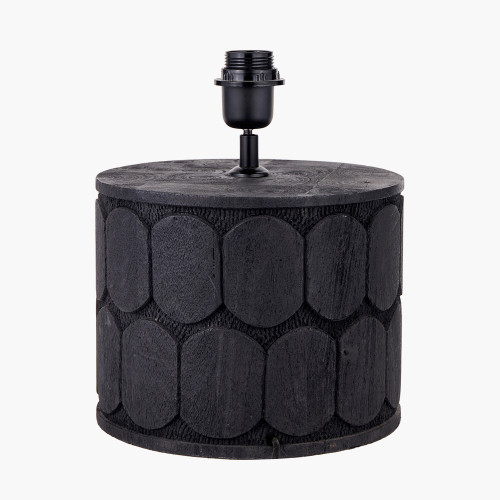 Pacific Lifestyle Cezara Embossed Black Wood Wide Table Lamp Base