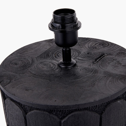 Pacific Lifestyle Cezara Embossed Black Wood Wide Table Lamp Base