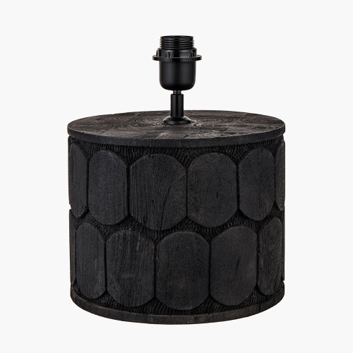 pacific lifestyle Cezara Embossed Black Wood Wide Table Lamp Base