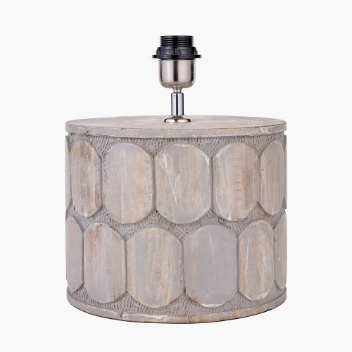 Pacific Lifestyle Cezara Embossed Grey Wood Wide Table Lamp Base