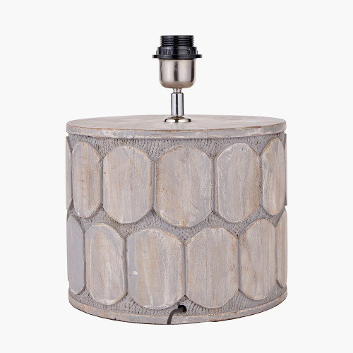 Pacific Lifestyle Cezara Embossed Grey Wood Wide Table Lamp Base
