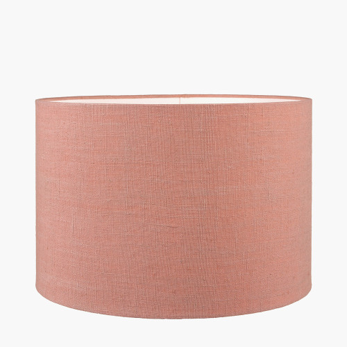 Pacific Lifestyle Cezara Embossed Grey Wood Wide Table Lamp Base With Edward 40cm Apricot Linen Cylinder Lampshade