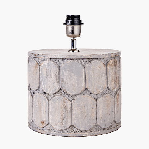 pacific lifestyle Cezara Embossed Grey Wood Wide Table Lamp Base