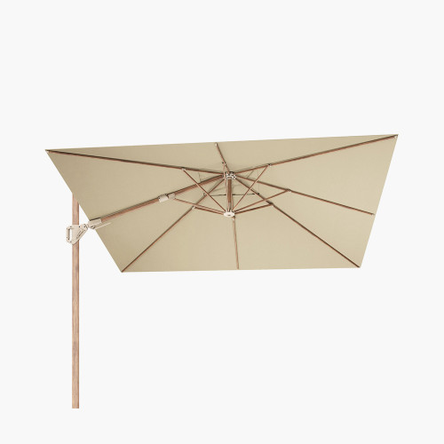Pacific Lifestyle Challenger Teak T2 3m Square Premium Champagne Free Arm Parasol