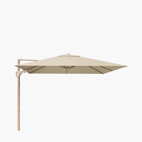 pacific lifestyle Challenger Teak T2 3m Square Premium Champagne Free Arm Parasol