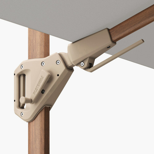 Pacific Lifestyle Challenger Teak T2 3m Square Premium Manhattan Grey Free Arm Parasol