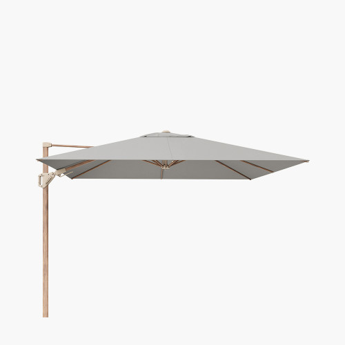 pacific lifestyle Challenger Teak T2 3m Square Premium Manhattan Grey Free Arm Parasol