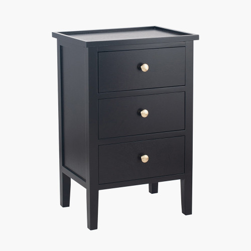 Pacific Lifestyle Chelmsford Satin Black Pine Wood 3 Drawer Unit