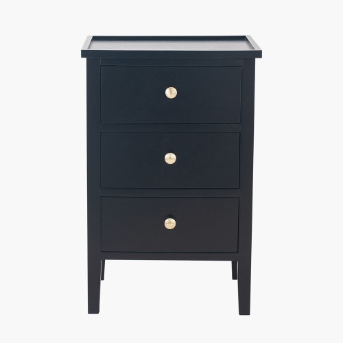 pacific lifestyle Chelmsford Satin Black Pine Wood 3 Drawer Unit