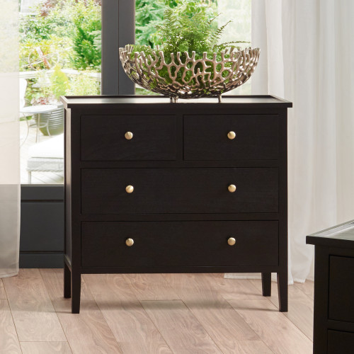 Pacific Lifestyle Chelmsford Satin Black Pine Wood 4 Drawer Unit