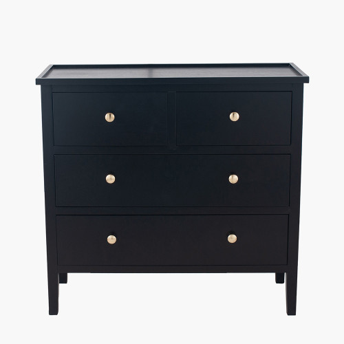 pacific lifestyle Chelmsford Satin Black Pine Wood 4 Drawer Unit