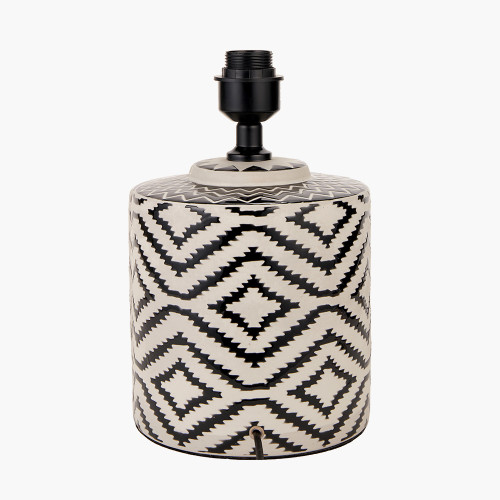 Pacific Lifestyle Chirala Black And White Ikat Ceramic Table Lamp Base