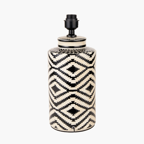 Pacific Lifestyle Chirala Black And White Tall Ikat Ceramic Table Lamp Base