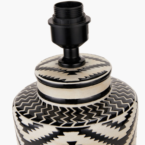 Pacific Lifestyle Chirala Black And White Tall Ikat Ceramic Table Lamp Base