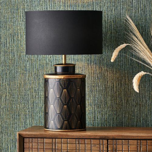Pacific Lifestyle Chrysler Black Art Deco Hand Painted Table Lamp Base
