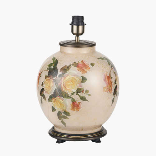 Pacific Lifestyle Classic Rose Large Glass Table Lamp Base With Bow 40cm Slate Velvet Cylinder Lampshade