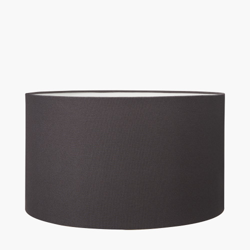 Pacific Lifestyle Claudius Nickel Metal Stick Floor Lamp Base With Henry 40cm Grey Handloom Cylinder Lampshade