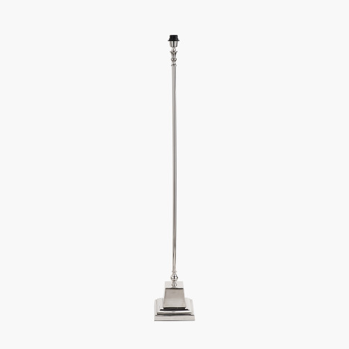 Pacific Lifestyle Claudius Nickel Metal Stick Floor Lamp Base With Harry 40cm Black Cotton Mix Cylinder Lampshade