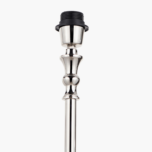 Pacific Lifestyle Claudius Nickel Metal Stick Floor Lamp Base With Harry 40cm Black Cotton Mix Cylinder Lampshade
