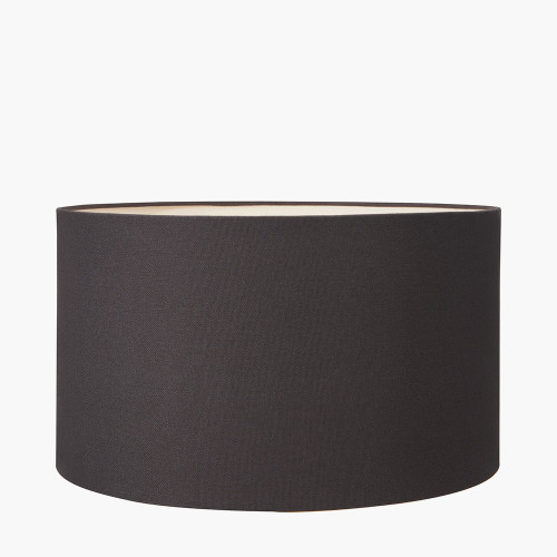 Pacific Lifestyle Claudius Nickel Metal Stick Table Lamp Base With Henry 30cm Grey Handloom Cylinder Lampshade