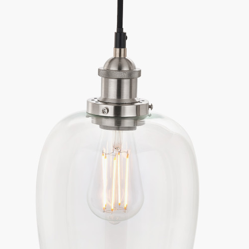 Pacific Lifestyle Clio Antique Silver Metal And Clear Glass Pendant