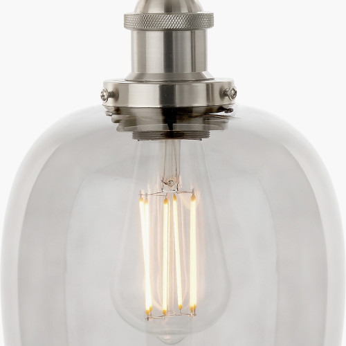 Pacific Lifestyle Clio Antique Silver Metal And Smoked Glass Pendant