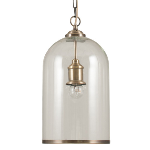 Pacific Lifestyle Cloche Clear Glass And Antique Brass Pendant