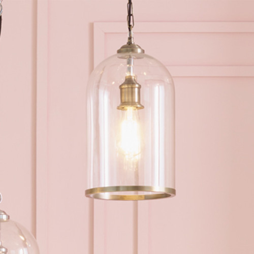 Pacific Lifestyle Cloche Clear Glass And Antique Brass Pendant