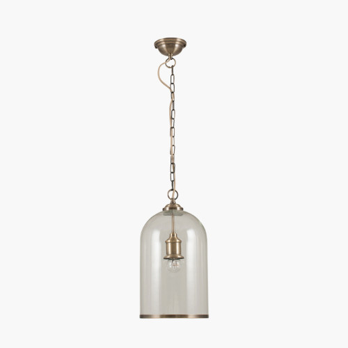 pacific lifestyle Cloche Clear Glass and Antique Brass Pendant