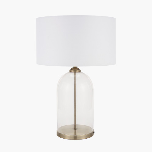 Pacific Lifestyle Cloche Clear Glass And Antique Brass Table Lamp