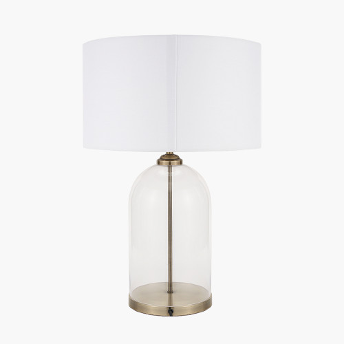 Pacific Lifestyle Cloche Clear Glass And Antique Brass Table Lamp