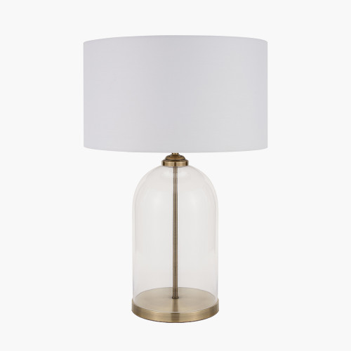 pacific lifestyle Cloche Clear Glass and Antique Brass Table Lamp