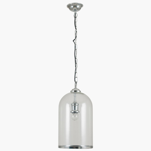 pacific lifestyle Cloche Clear Glass and Silver Pendant