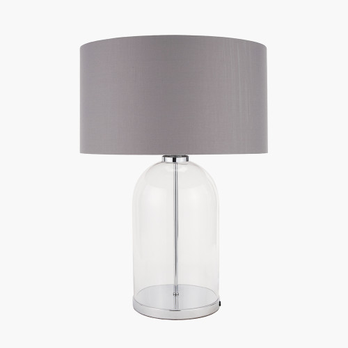 Pacific Lifestyle Cloche Clear Glass And Silver Table Lamp