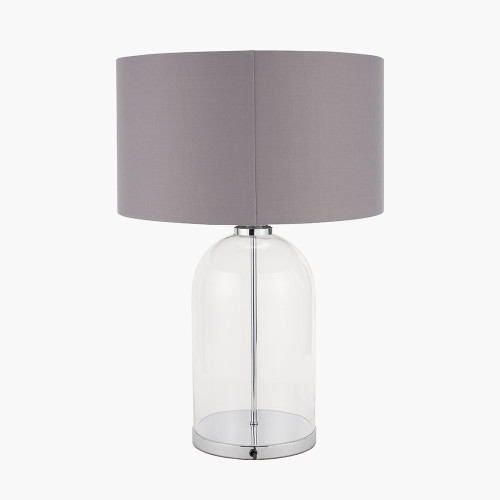 Pacific Lifestyle Cloche Clear Glass And Silver Table Lamp