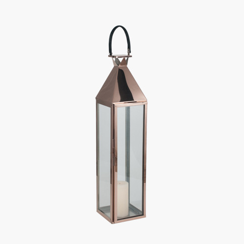 pacific lifestyle Copper Stainless Steel and Glass Lantern Large