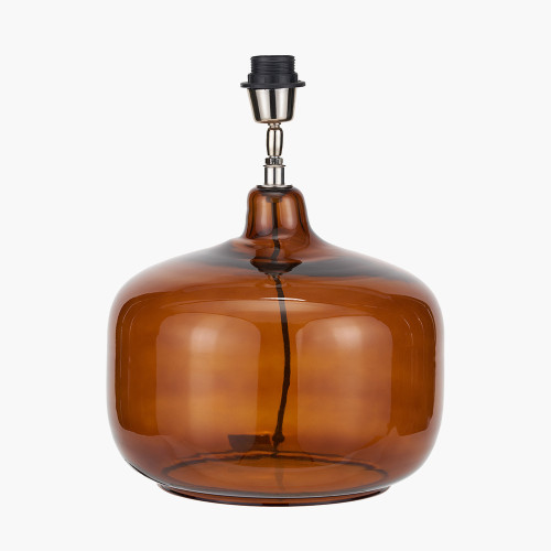 Pacific Lifestyle Corby Amber Glass Table Lamp Base With Henry 40cm White Handloom Cylinder Lampshade