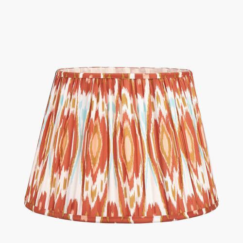 Pacific Lifestyle Corby Amber Glass Table Lamp Base With Izara 40cm Cinnamon Ikat Patterned Mushroom Pleat Tapered Lampshade