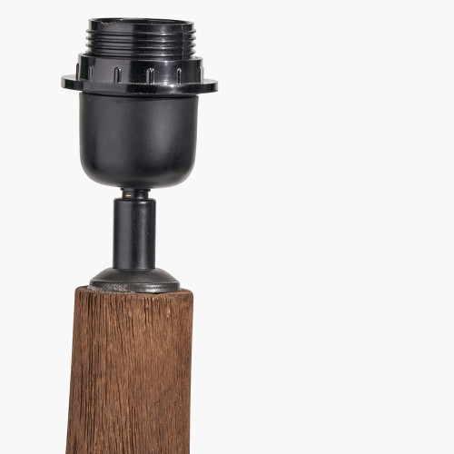 Pacific Lifestyle Corella Chocolate Brown Mango Wood Curved Table Lamp Base With Edward 40cm Natural Linen Cylinder Lampshade