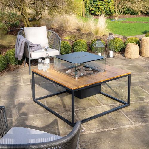 Pacific Lifestyle Cosiloft 100 Black And Teak Fire Pit Table