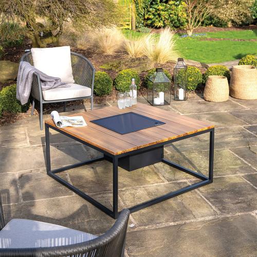 Pacific Lifestyle Cosiloft 100 Black And Teak Fire Pit Table