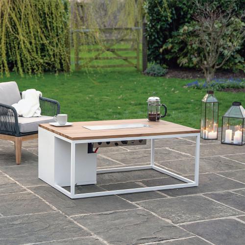 Pacific Lifestyle Cosiloft 120 White And Teak Fire Pit Table